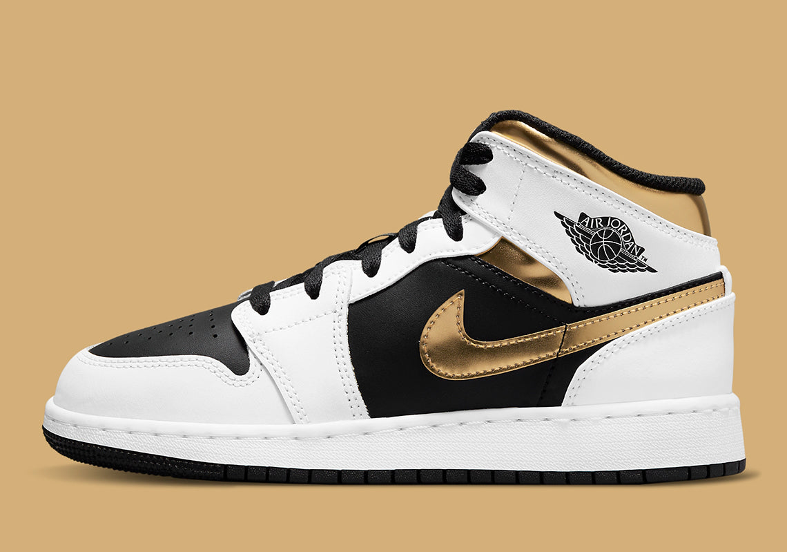 Jordan 1 Mid "White Gold Black"