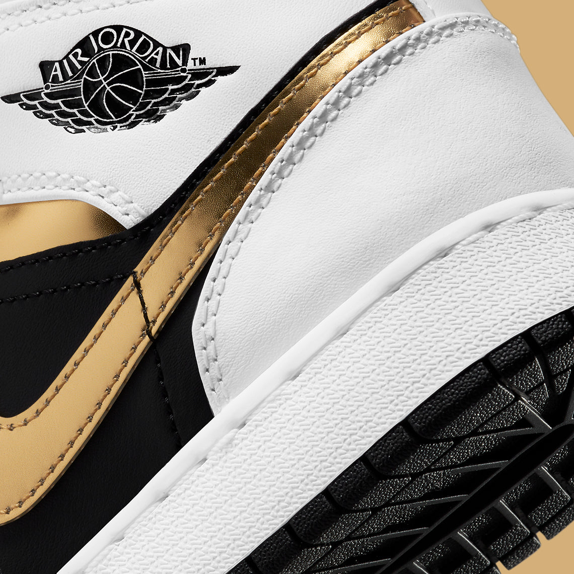 Jordan 1 Mid "White Gold Black"