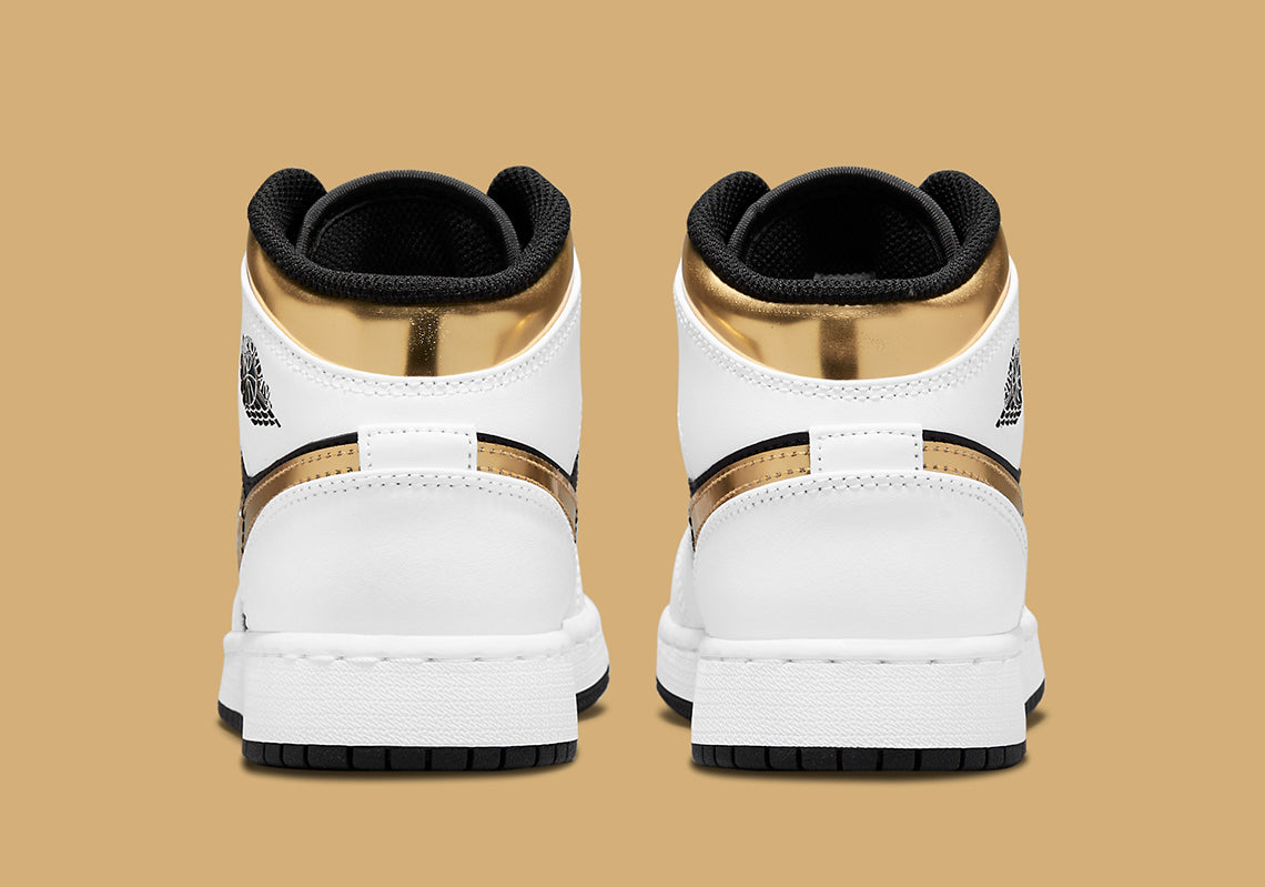 Jordan 1 Mid "White Gold Black"