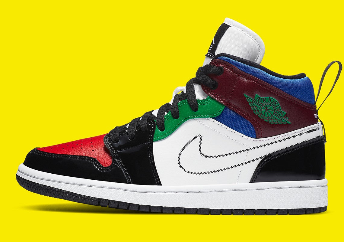 Jordan 1 Mid "Black White Multi-color" (W)