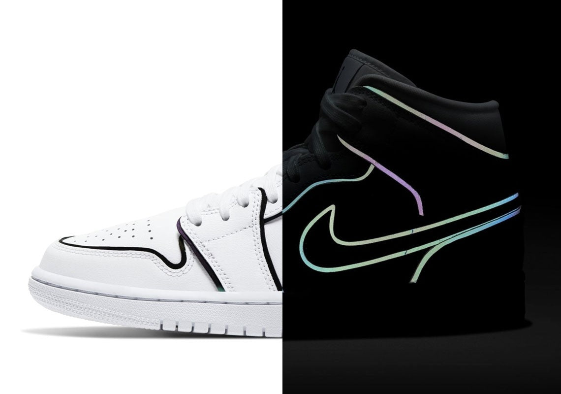 Jordan 1 Mid "Iridescent Reflective White"