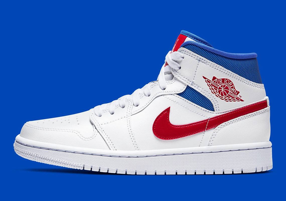 Jordan 1 Mid White Red Royal (W)