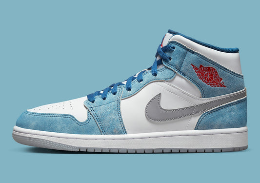 Jordan 1 Mid "French Blue Fire Red"
